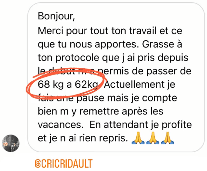 résultat perte de poids